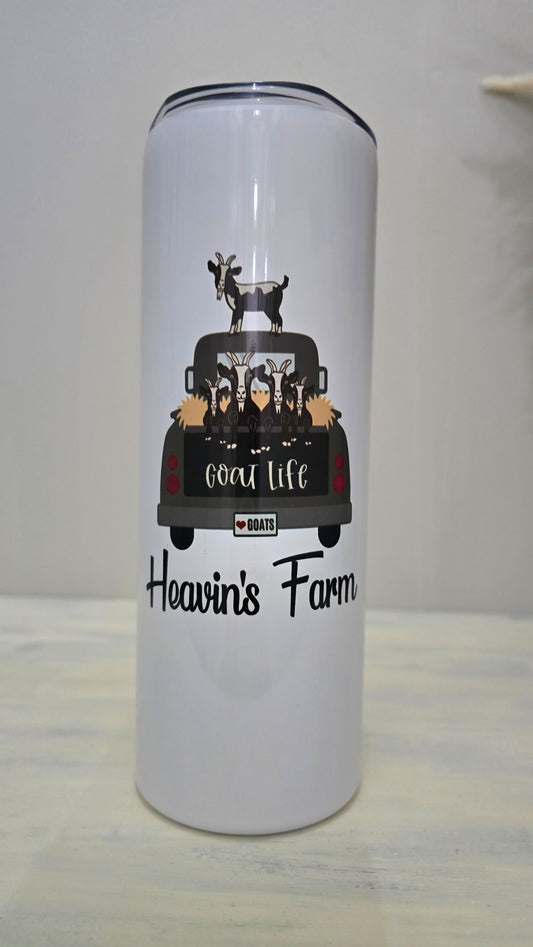 20oz Skinny Tumbler- "Goat Life Truck"