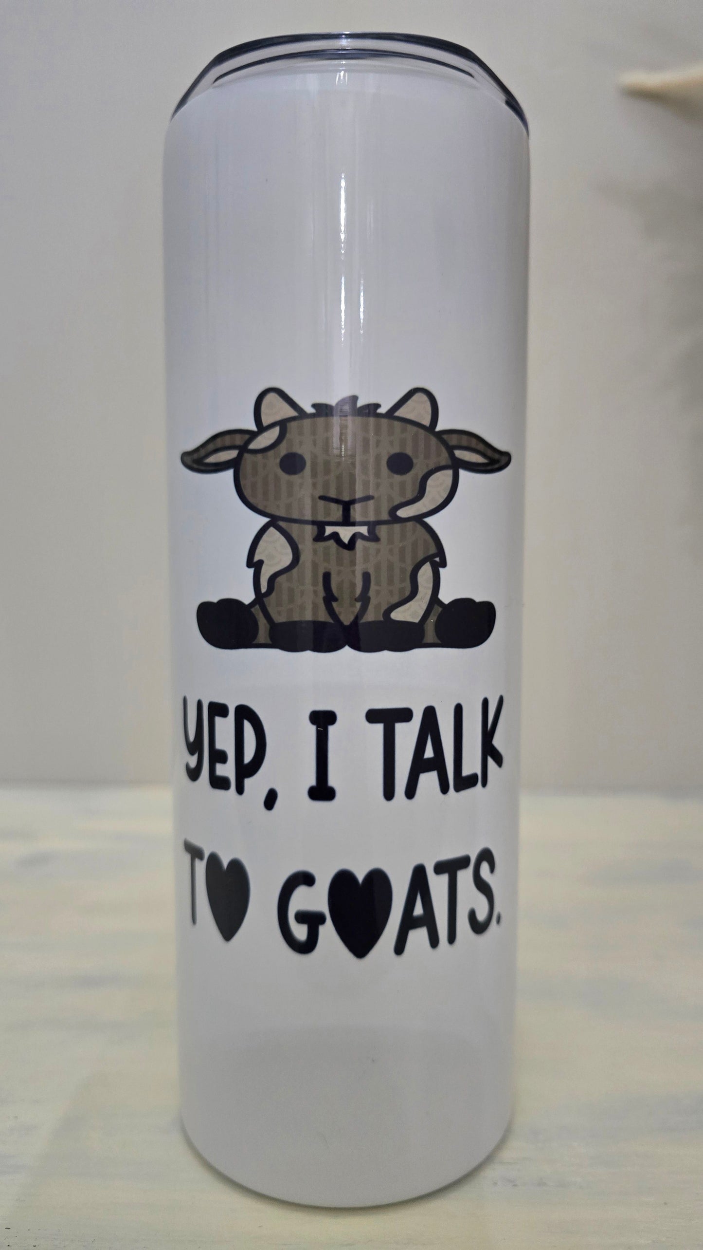 20oz Skinny Tumbler- "Yep, I Talk to Goats" (Goat Cartoon)