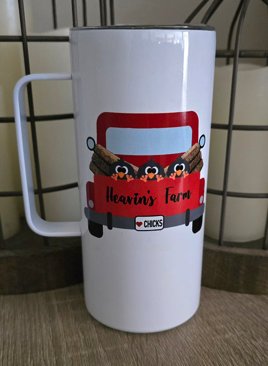 16oz Tumbler/Mug with Handle- "Chick Truck"