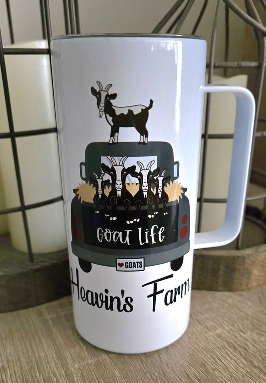 16oz Tumbler/Mug with Handle- "Goat Life"