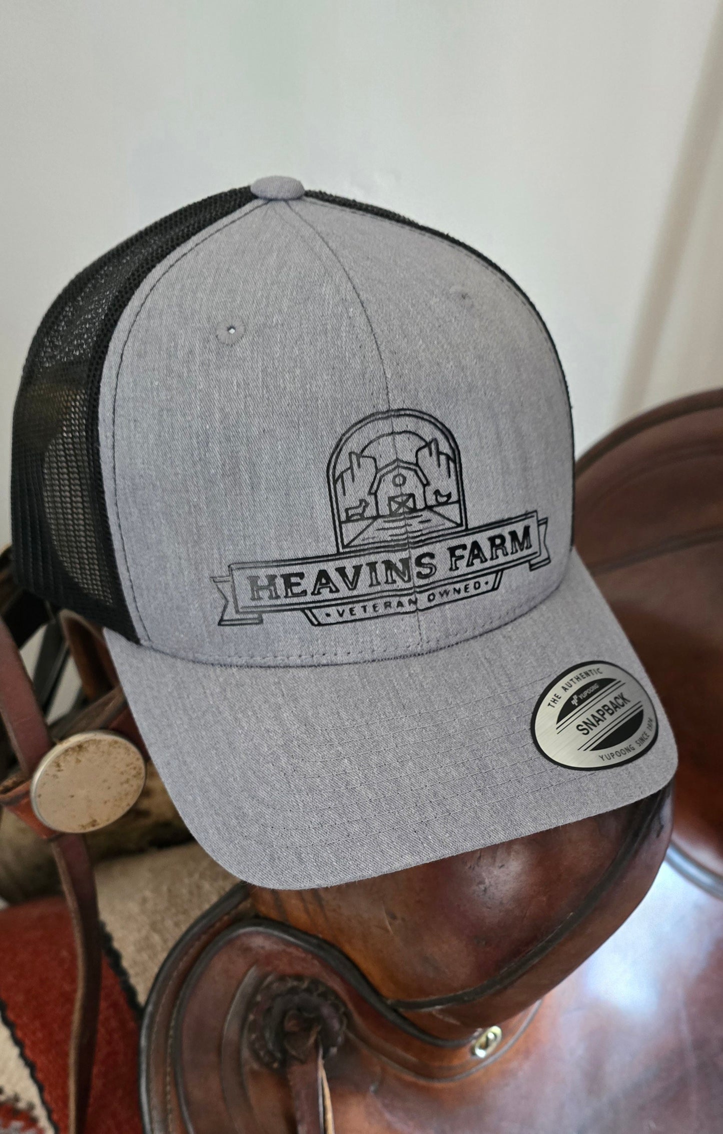 Heather Grey and Black Trucker Hat
