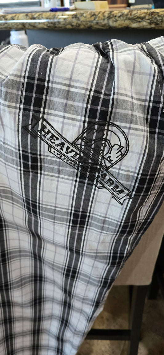 Men's Lounge pants (Black and White Plaid with Heavin's Farm LOGO)