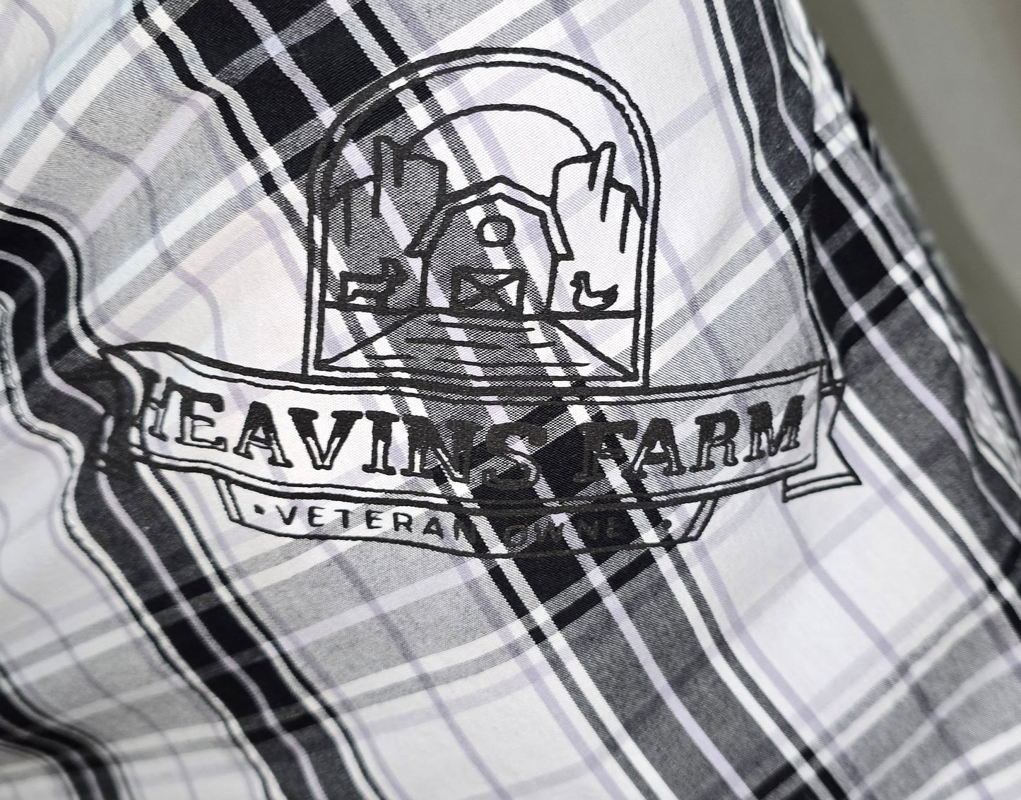 Men's Lounge pants (Black and White Plaid with Heavin's Farm LOGO)