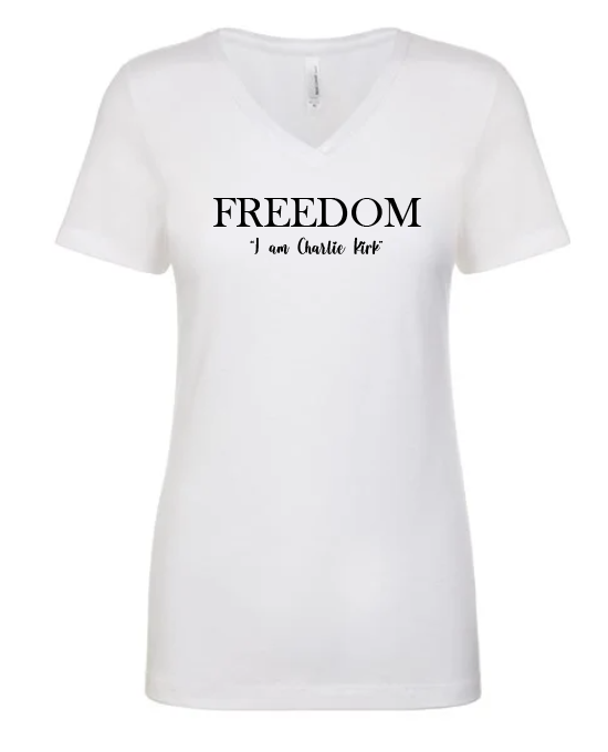 FREEDOM-"I am Charlie Kirk", "The future..."- Basker's Design-V-neck