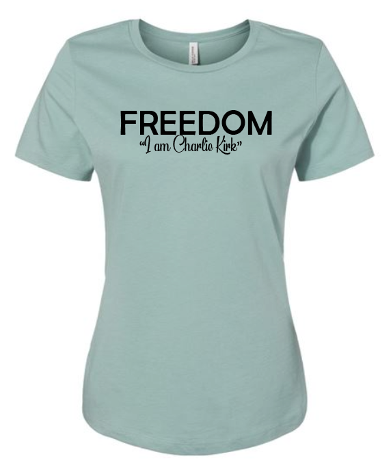 FREEDOM-"I am Charlie Kirk", "Learn relentlessly..."- Block Design- Female- Crew neck
