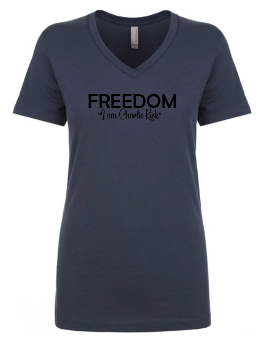 FREEDOM-"I am Charlie Kirk", "Learn relentlessly..."- Block Design- Female- V-neck