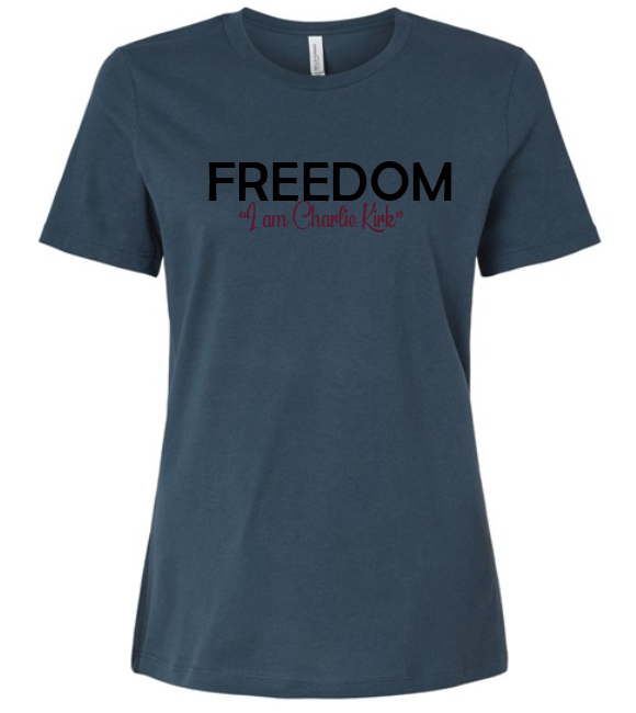 FREEDOM-"I am Charlie Kirk", "Learn relentlessly..."- Block Design- Female- Crew neck