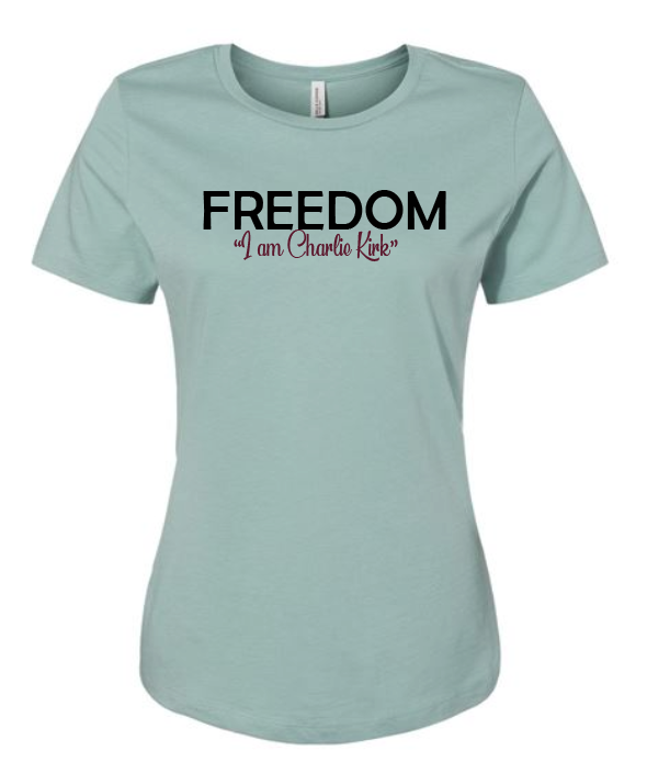 FREEDOM-"I am Charlie Kirk", "Learn relentlessly..."- Block Design- Female- Crew neck