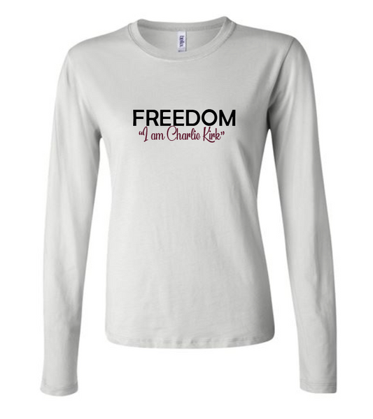 FREEDOM-"I am Charlie Kirk", "Learn relentlessly..."- Block Design- Female- V-neck