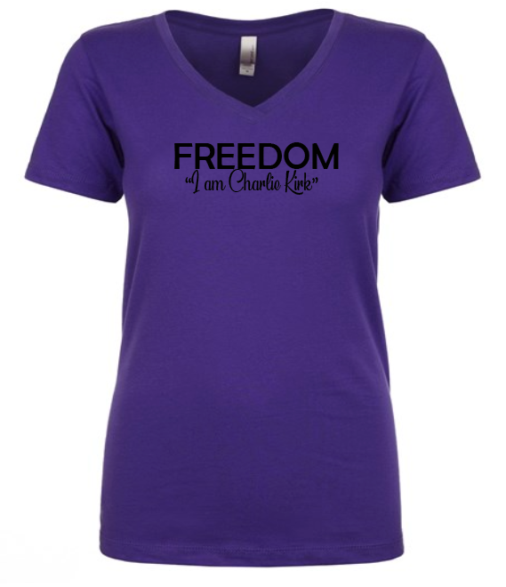 FREEDOM-"I am Charlie Kirk", "Learn relentlessly..."- Block Design- Female- V-neck