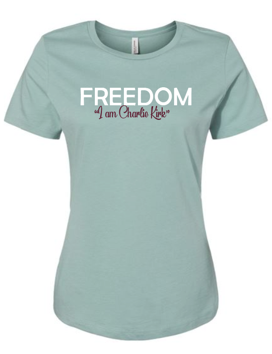 FREEDOM-"I am Charlie Kirk", "Learn relentlessly..."- Block Design- Female- Crew neck