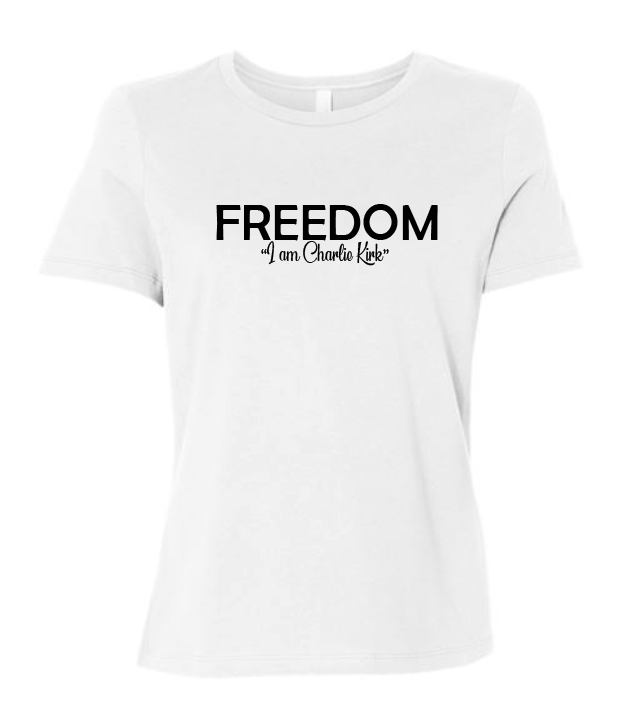 FREEDOM-"I am Charlie Kirk", "Learn relentlessly..."- Block Design- Female- Crew neck